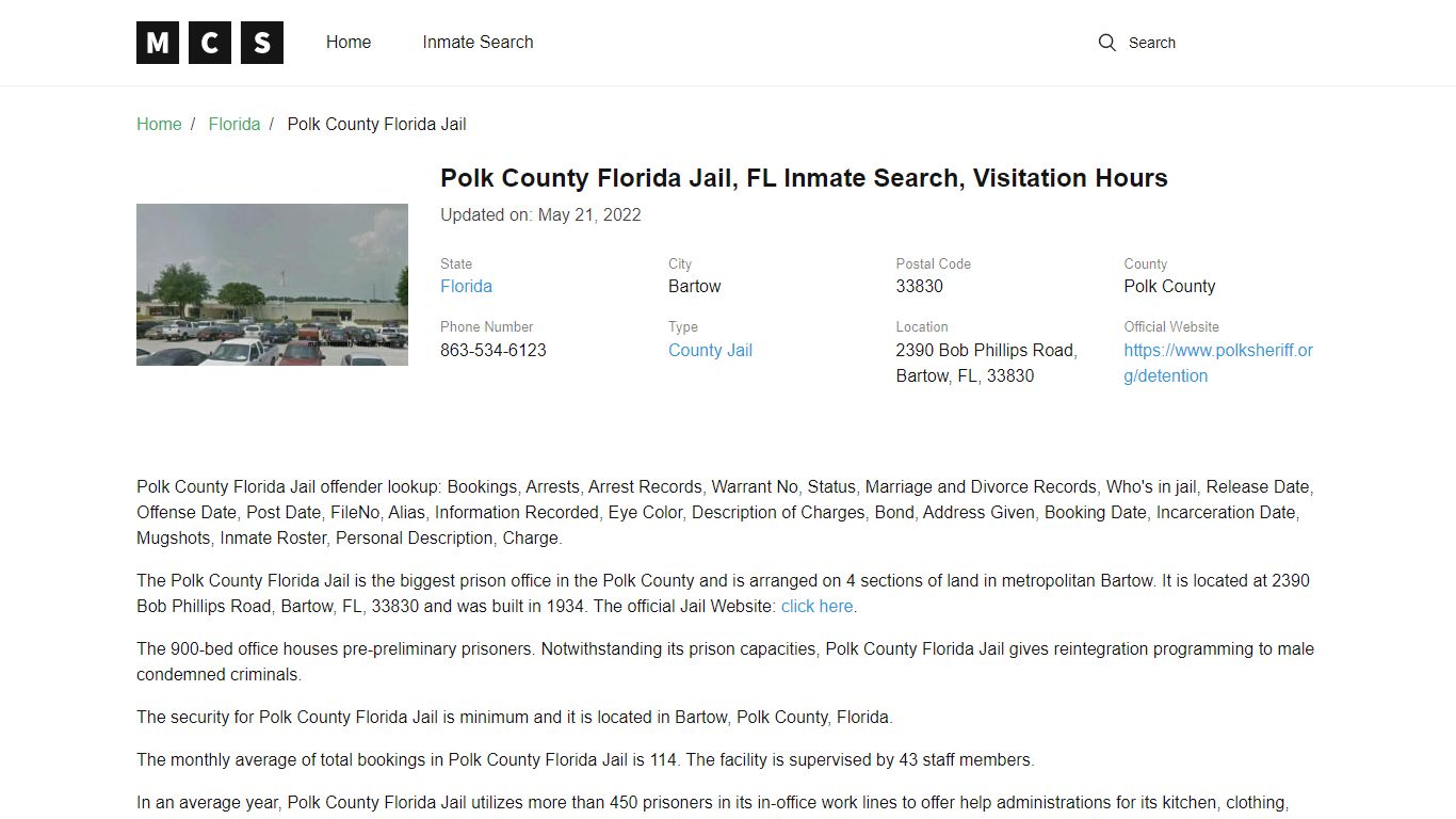 Polk County, FL Jail Inmates Search, Visitation Rules